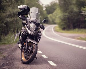 Preview wallpaper motorcycle, bike, black, road, turn