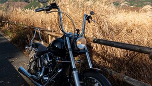 Preview wallpaper motorcycle, bike, black, field