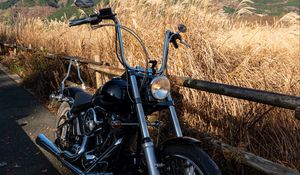 Preview wallpaper motorcycle, bike, black, field