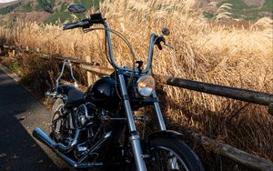 Preview wallpaper motorcycle, bike, black, field