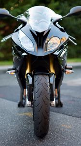 Preview wallpaper motorcycle, bike, black, headlights, front view