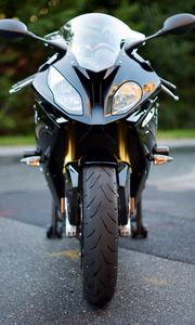 Preview wallpaper motorcycle, bike, black, headlights, front view