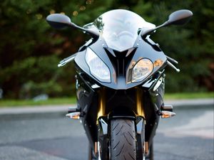 Preview wallpaper motorcycle, bike, black, headlights, front view