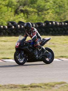 Preview wallpaper motorcycle, bike, black, motorcyclist, speed, race