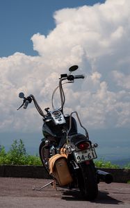 Preview wallpaper motorcycle, bike, black, road, clouds, moto