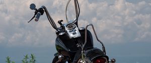 Preview wallpaper motorcycle, bike, black, road, clouds, moto