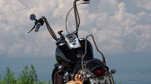 Preview wallpaper motorcycle, bike, black, road, clouds, moto