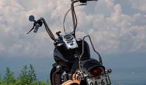 Preview wallpaper motorcycle, bike, black, road, clouds, moto