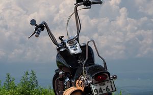 Preview wallpaper motorcycle, bike, black, road, clouds, moto