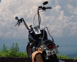 Preview wallpaper motorcycle, bike, black, road, clouds, moto