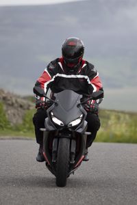 Preview wallpaper motorcycle, bike, black, motorcyclist, road