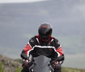 Preview wallpaper motorcycle, bike, black, motorcyclist, road