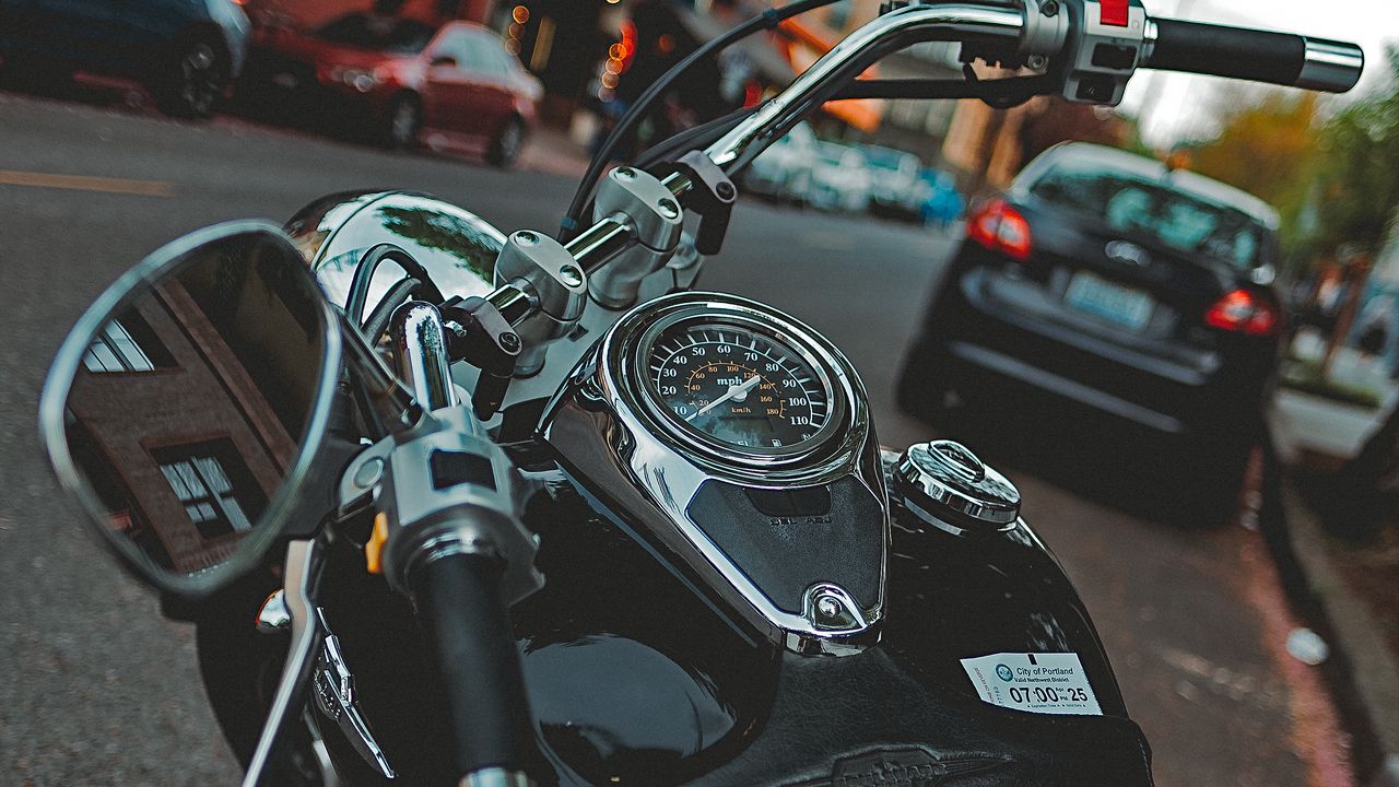 Wallpaper motorcycle, bike, black, speedometer, parking, moto