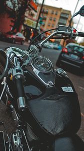 Preview wallpaper motorcycle, bike, black, speedometer, parking, moto