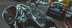 Preview wallpaper motorcycle, bike, black, speedometer, parking, moto