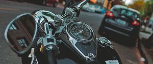 Preview wallpaper motorcycle, bike, black, speedometer, parking, moto