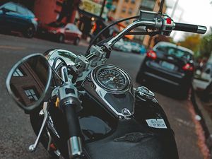 Preview wallpaper motorcycle, bike, black, speedometer, parking, moto