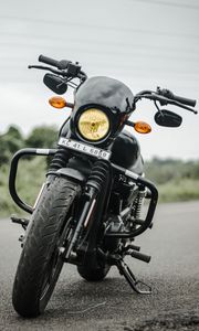 Preview wallpaper motorcycle, bike, black, front view, asphalt