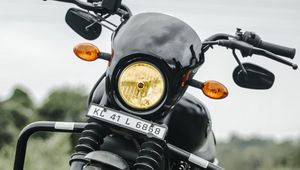 Preview wallpaper motorcycle, bike, black, front view, asphalt