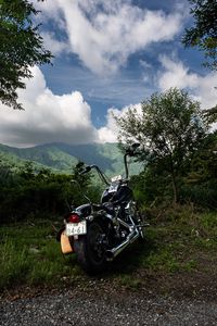 Preview wallpaper motorcycle, bike, black, back view, mountains