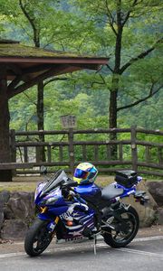 Preview wallpaper motorcycle, bike, blue, helmet