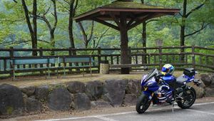 Preview wallpaper motorcycle, bike, blue, helmet