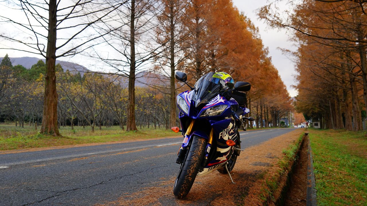 Wallpaper motorcycle, bike, blue, road