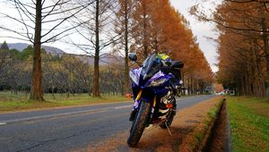 Preview wallpaper motorcycle, bike, blue, road