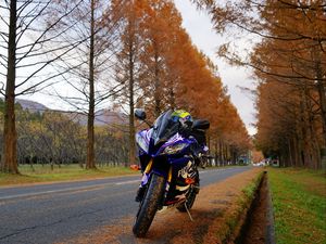 Preview wallpaper motorcycle, bike, blue, road