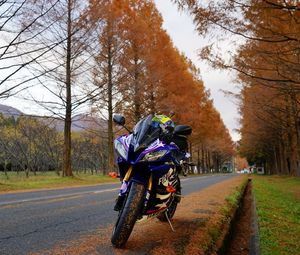 Preview wallpaper motorcycle, bike, blue, road