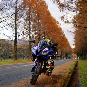 Preview wallpaper motorcycle, bike, blue, road