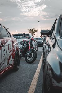 Preview wallpaper motorcycle, bike, cars, parking