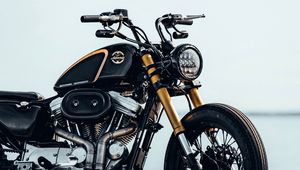 Preview wallpaper motorcycle, bike, chopper, black, side view