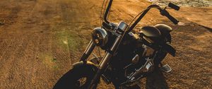 Preview wallpaper motorcycle, bike, chopper, black, beach