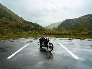 Preview wallpaper motorcycle, bike, chopper, asphalt, wet