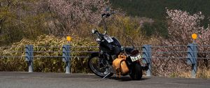 Preview wallpaper motorcycle, bike, chopper, black, mountains, nature