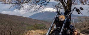 Preview wallpaper motorcycle, bike, chopper, black, moto, sakura
