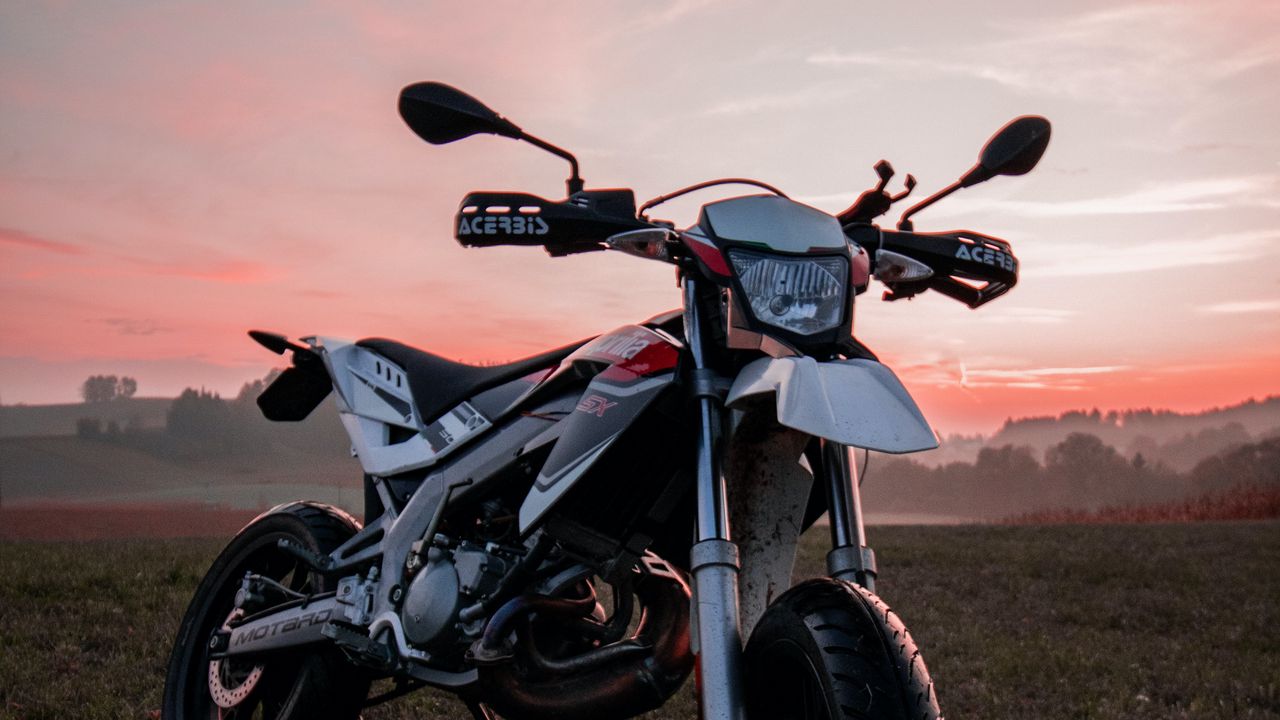 Wallpaper motorcycle, bike, field, sunset