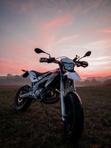 Preview wallpaper motorcycle, bike, field, sunset