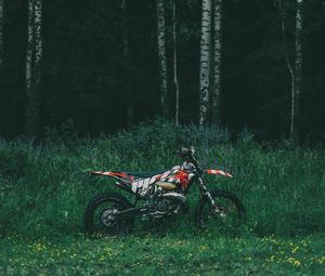 Preview wallpaper motorcycle, bike, forest, trees