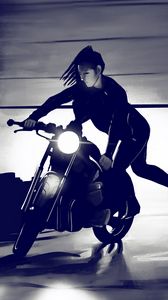 Preview wallpaper motorcycle, bike, girl, art