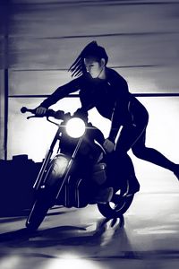 Preview wallpaper motorcycle, bike, girl, art