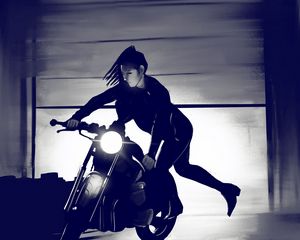 Preview wallpaper motorcycle, bike, girl, art