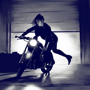 Preview wallpaper motorcycle, bike, girl, art