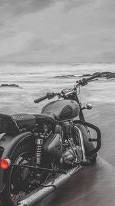 Preview wallpaper motorcycle, bike, gray, beach, sea