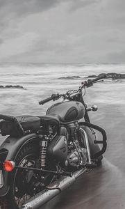 Preview wallpaper motorcycle, bike, gray, beach, sea