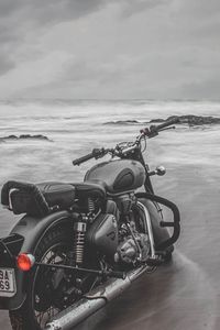 Preview wallpaper motorcycle, bike, gray, beach, sea