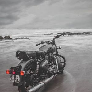 Preview wallpaper motorcycle, bike, gray, beach, sea