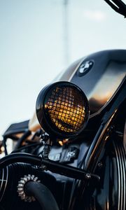 Preview wallpaper motorcycle, bike, headlight, optics, closeup