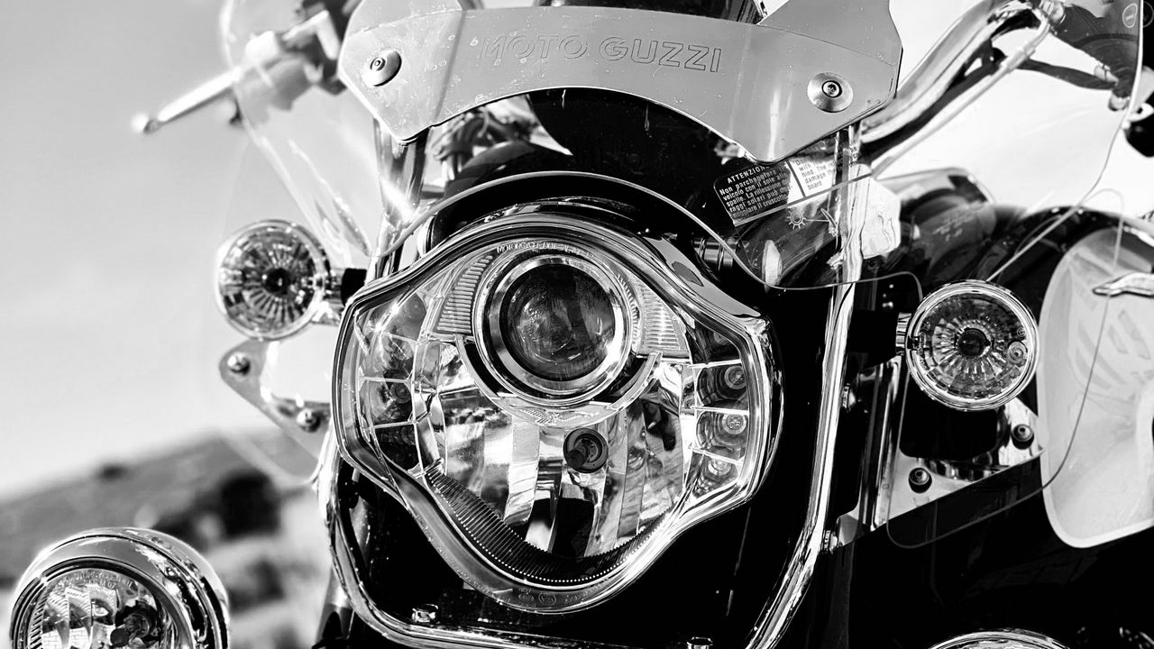 Wallpaper motorcycle, bike, headlight, black and white